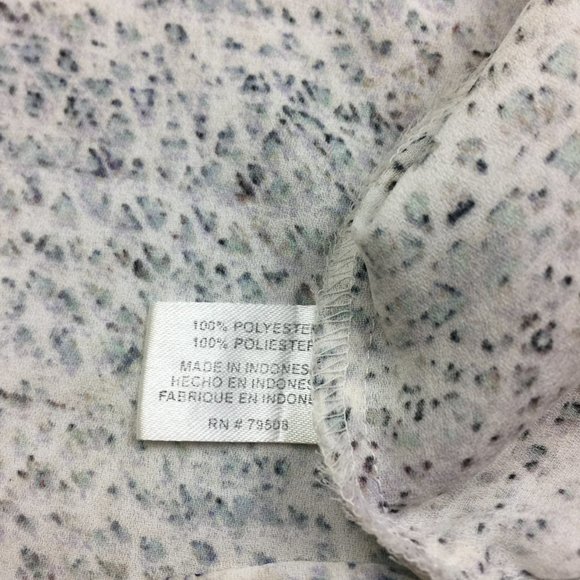 Violet & Claire Blouse Top Size M Womans White Gray V-Neck Long Sleeve Chiffon - Picture 5 of 15